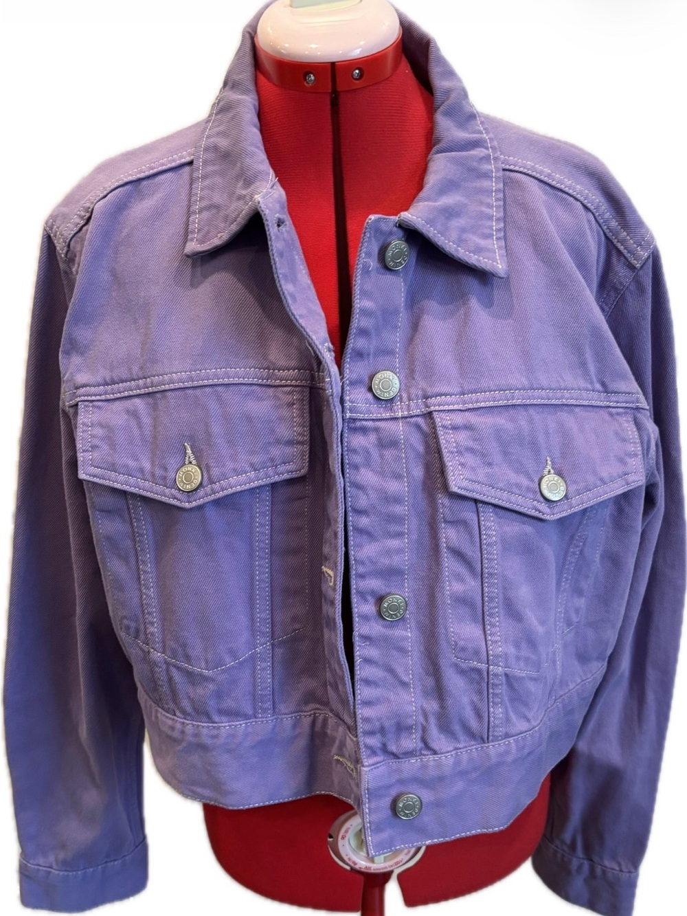 Monki Lavender Cropped Denim Jacket